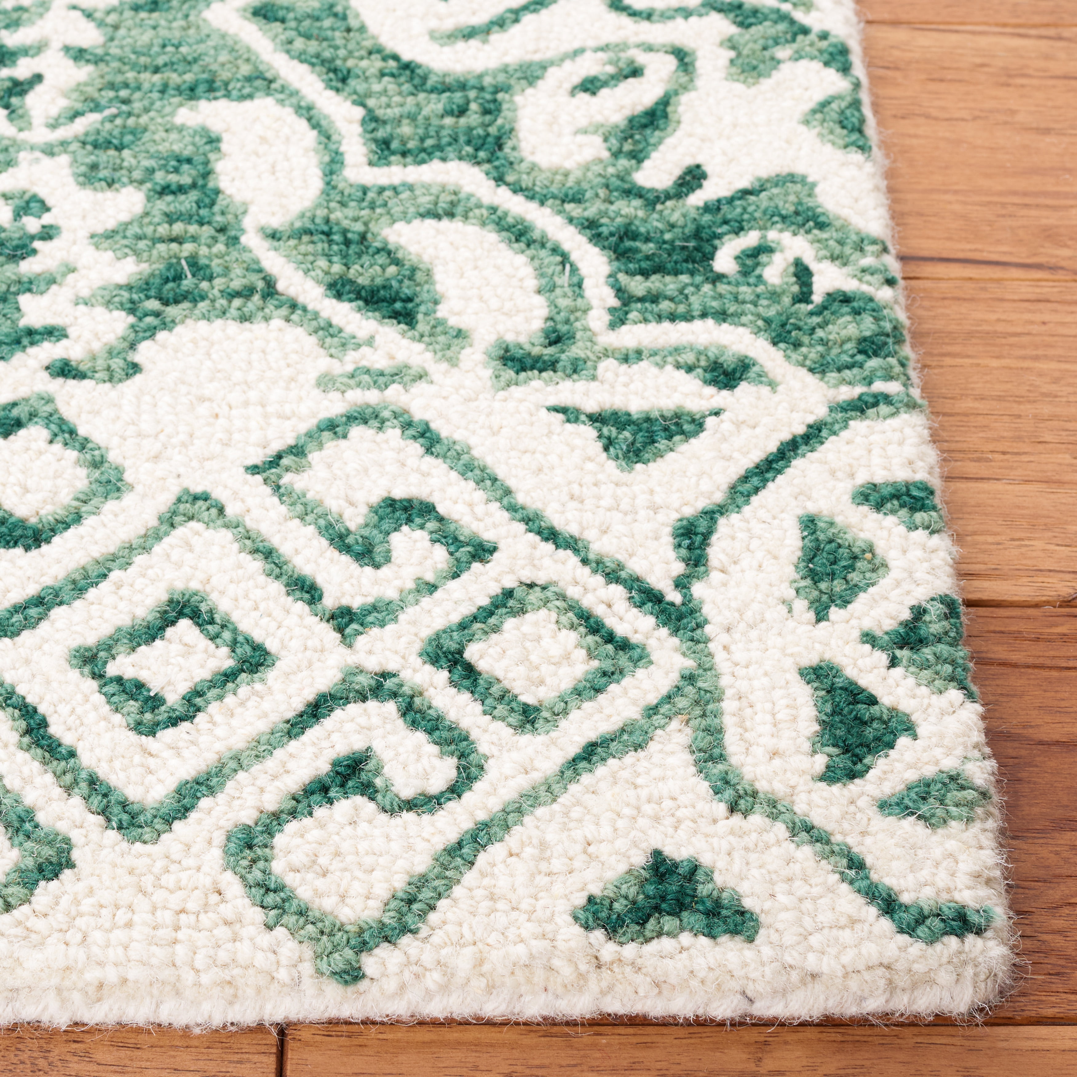 Safavieh Dip Dye Beranadette Floral Wool Area Rug, Dark Green/Ivory, 9' x 12'