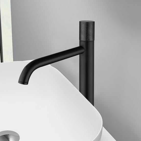 Matte Black Single Handle Vessel Sink Faucet – Solid Brass 1-Hole Tap