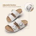 thumbnail image 5 of DREAM PAIRS Women’s Slide Sandals with Genuine Leather Footbed Adjustable Double Buckle Slip-On Flat Sandals with Arch Support, 5 of 7