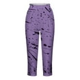 thumbnail image 3 of FAIWAD Women's Straight Capri High Waist Pant Print Soft Lightweight Joggers Trousers (XX-Large, Purple3), 3 of 4