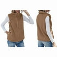 thumbnail image 2 of Gilet Sans Manches à Col Roulé pour Femmes, Chaud, en Peluche, avec Fermeture Éclair, Automne Hiver, avec Poches, Kaki m, 2 of 7