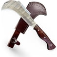 thumbnail image 6 of Hand Forged Damascus Steel Billhook Machete Knife – Heavy Duty Sickle Garden Tool for Cutting Trees, Yard Work, Weeding, and Camping – Survival Machete with Leather Sheath and Belt, 6 of 6