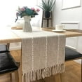 thumbnail image 4 of Vintage Table Runner with Tassel Wedding Family Dining Table Cloth Decorative Cloth Handmade Woven Farmhouse Cotton and Linen Table Mat, 4 of 5