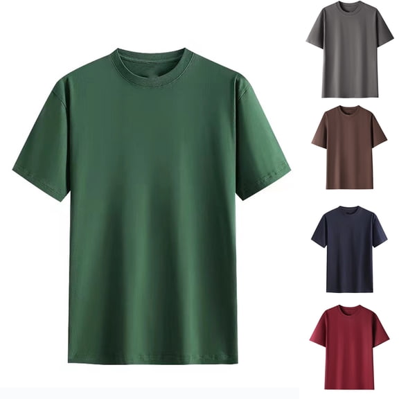 BXINGOHAI Men's T Shirt Short Sleeve Crew Neck T-Shirt Casual Summer Classic Basic Tee Shirts Sale Army Green,L