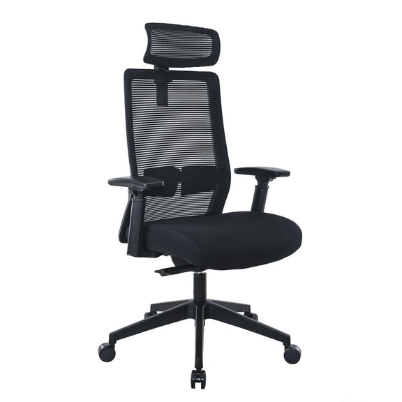 Boss Office Products Mesh Task Chair with Headrest, Black
