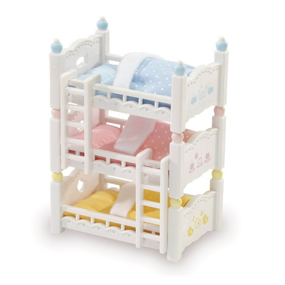 Calico Critters Triple Baby Bunk Beds, Dollhouse Furniture Set