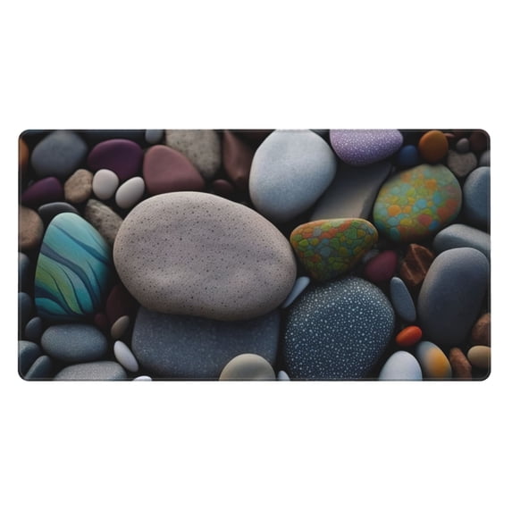 Large Mouse Pad, Colorful Sea Stones Pebbles Non-Slip Waterproof Rubber Keyboard Office Desk Pads Mousepad, 29.5 x 15.8 inches 3mm Thick