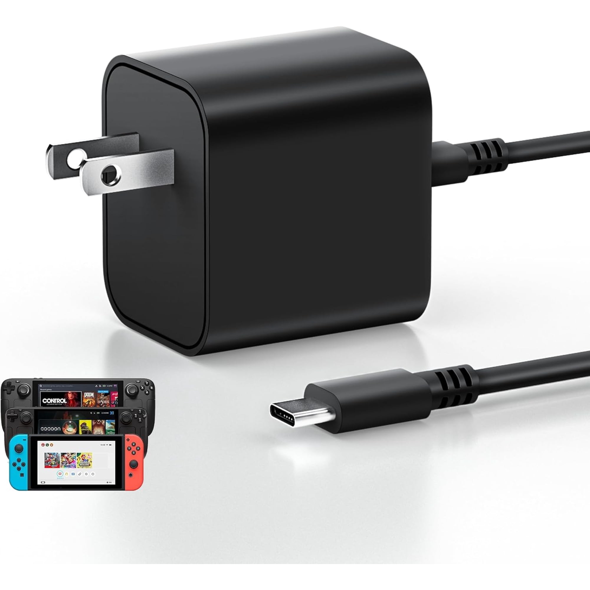 Upgrade 60W Charger AC Adapter for Nintendo Switch 2 / 1, Switch Pro Controller, Oled Joy-Con, Lite, Switch Dock, Support 4K Switch TV Dock, fit for ROG Xbox Ally, Msi Claw, Legion Go S