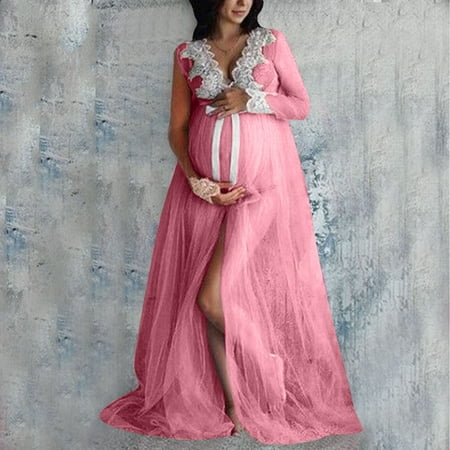

NIUREDLTD Women Fashion Tulle Robe Long Lingerie Nightgown Maternity Dress Bathrobe Sleepwear Bridal Robe Lace Lingerie