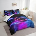 thumbnail image 3 of Manfei Boys Basketball Bedding Comforter Set, Teens Sports Full Bedding Set, Pink Blue Gradient Basketball Court Fitted Sheet Flat Sheet, Luxury Bedroom Decor Reversible 7 Pieces, 3 of 8