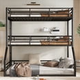thumbnail image 3 of Harper & Bright Designs Triple Bunk Bed Twin over Twin over Full with Safety Guardrails, Metal Floor Bunk Bed Frame for Boys and Girls, Black, 3 of 11