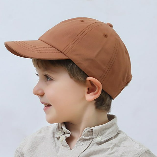 RXIRUCGD Children's Solid Color Sunscreen Dome Short Brimmed Peaked Cap Baseball Hat( Coffee, Size:52 )