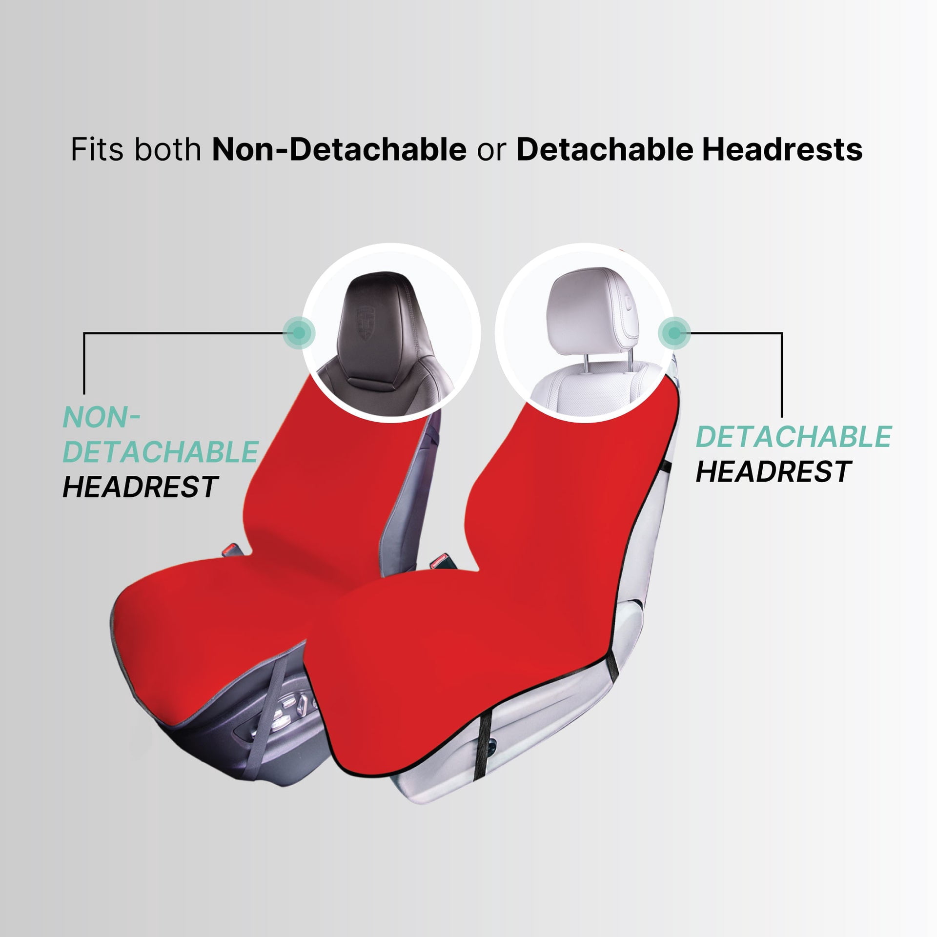 FH Group Faux Leather Universsal Fit Car Seat Protector Waterproof & Sweatproof for Dog, Kid, Beach - 2Pc Red