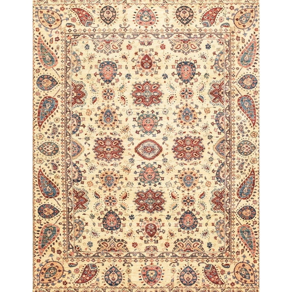 Ahgly Company Machine Washable Indoor Rectangle Abstract Sun Yellow Area Rugs, 7' x 10'