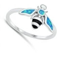 thumbnail image 4 of CHOOSE YOUR COLOR Blue Simulated Opal Honey Bee Ring .925 Sterling Silver Band CZ Female Size 10, 4 of 4