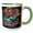 Green/White, variant on 3drose, Speed-racing Demon with a Hot Girl on His Hot Rod., 11oz Mug