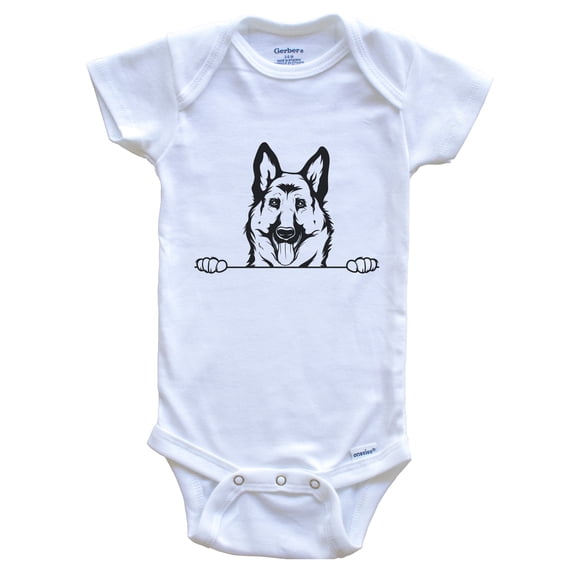 German Shepherd Dog Breed Drawing Cute Baby Bodysuit, 0-3 months white