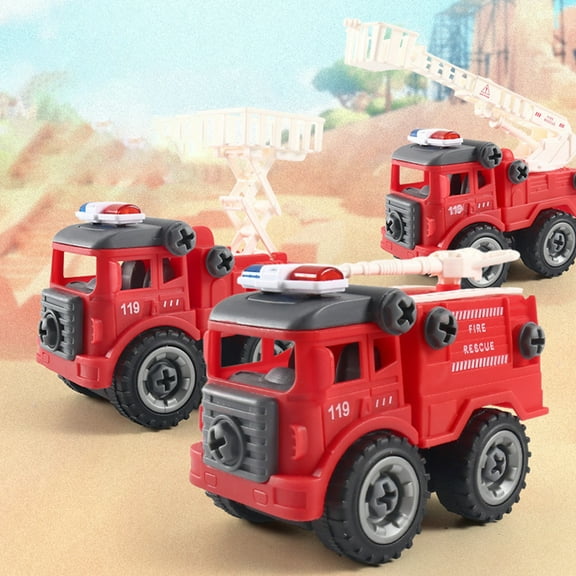 Children'S Diy Assembly Fire Truck Toy Simulation Engineering Vehicle Model Inertia Car Set With Screwdriver