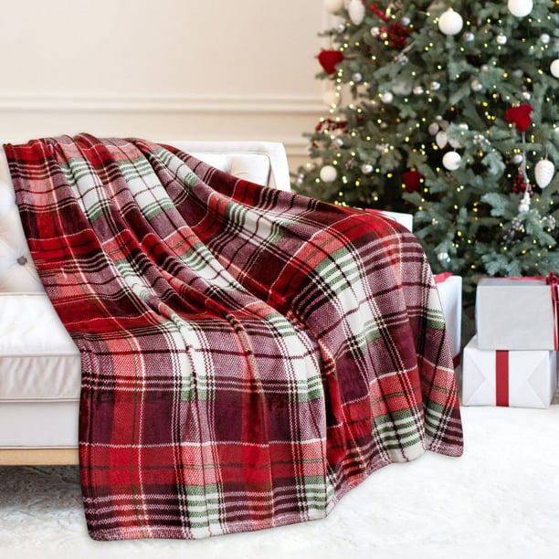 Manta Navideña de Franela Fwt251126006 | Manta Cálida y Acogedora de Invierno con Estampado de Reno, Copo de Nieve y Muñeco de Nieve | Funda Suave para Sofá | Decoración Navideña para Reuniones Famil
