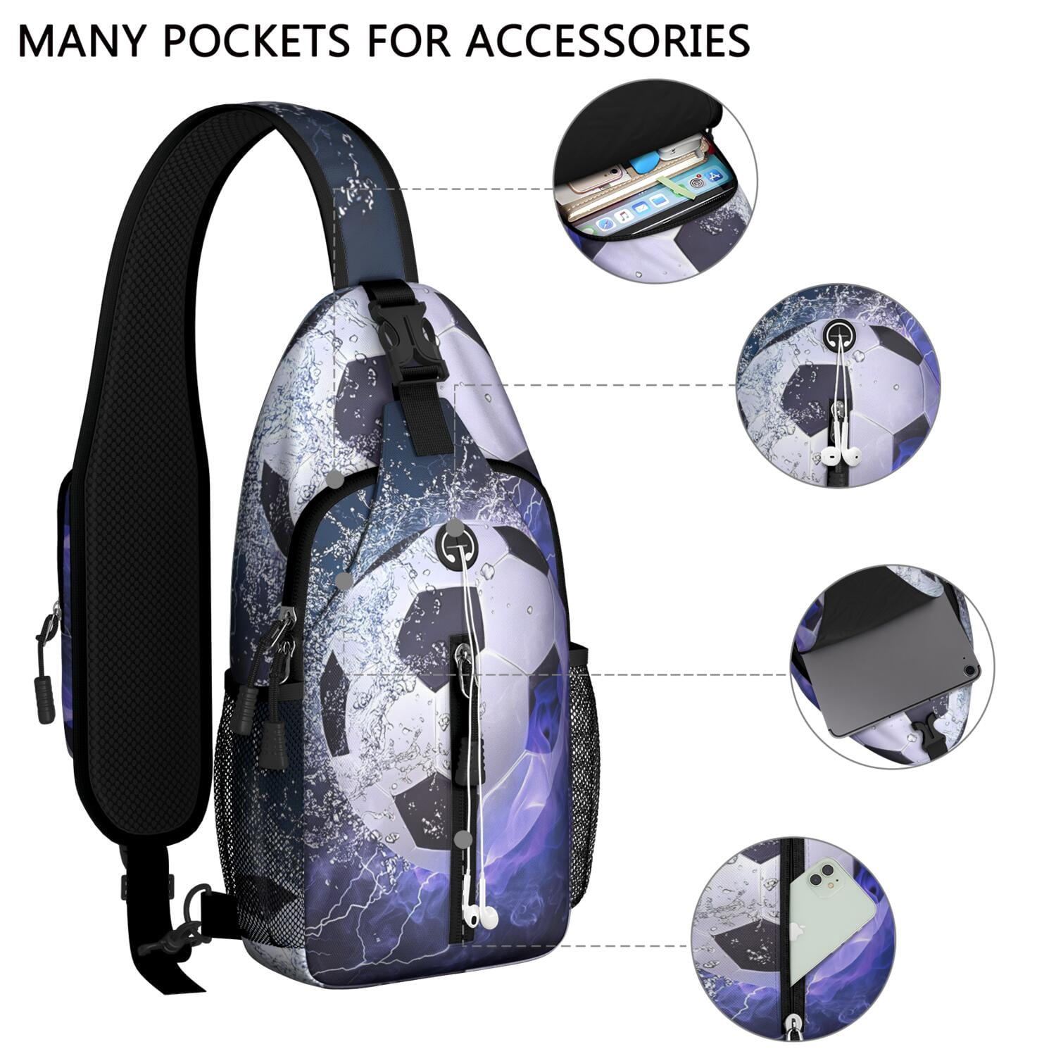 Competition Ready Sports Sling Backpack for Kids and Teens – Water-Resistant Crossbody Shoulder Bag with Secure Zippers, Partitioned Compartments, Large Front Pocket, Perfect for Baseball,
