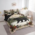 thumbnail image 2 of Manfei Winter Bear 7-Piece Twin Bedding,Wild Woodland Print Bedding Comforter Set,Green,Black Reversible, 2 of 7