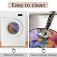 thumbnail image 5 of CURLYOOT Watercolor Floral Colorful Flowers 5.2ft Round Rug for Living Room, Large Washable Area Rug, Non Slip Floor Mat Indoor Rugs for Bedroom, Dining Room, Offices, Entryway, 5 of 7