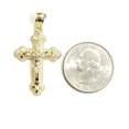 thumbnail image 2 of New 10k yellow gold nugget cross jesus pendant fine jewelry religious gift 1.9g, 2 of 12