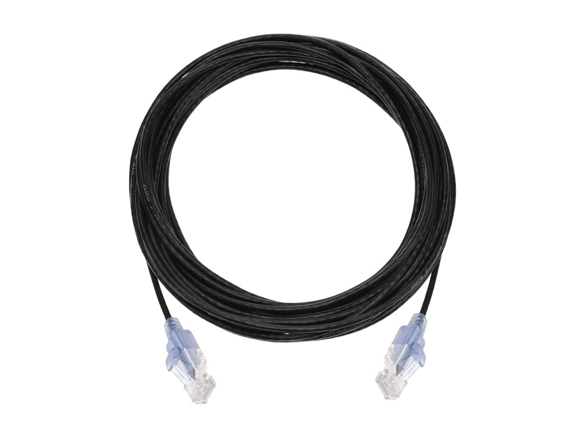 Monoprice Cat6A Ethernet Network Patch Cable - 25 Feet - Black (10 Pack) Snagless RJ45, Stranded, 550Mhz, UTP, Pure Bare Copper Wire, 10G, 30AWG - SlimRun Series