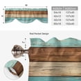 thumbnail image 6 of Farmhouse Aqua Brown Tie Up Valance Curtains for Windows, Kitchen Curtains Window Treatments, Vintage Wooden Striped Short Window Shades Valances for Bedroom Bathroom Cafe 54"x18", 6 of 8