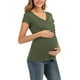 thumbnail image 5 of Blusa Con Capucha de Mujer de Maternidad Top de Lactancia Con Cuello en V Manga Corta Color Sólido de Moda Odeerbi  ODB123368, 5 of 7