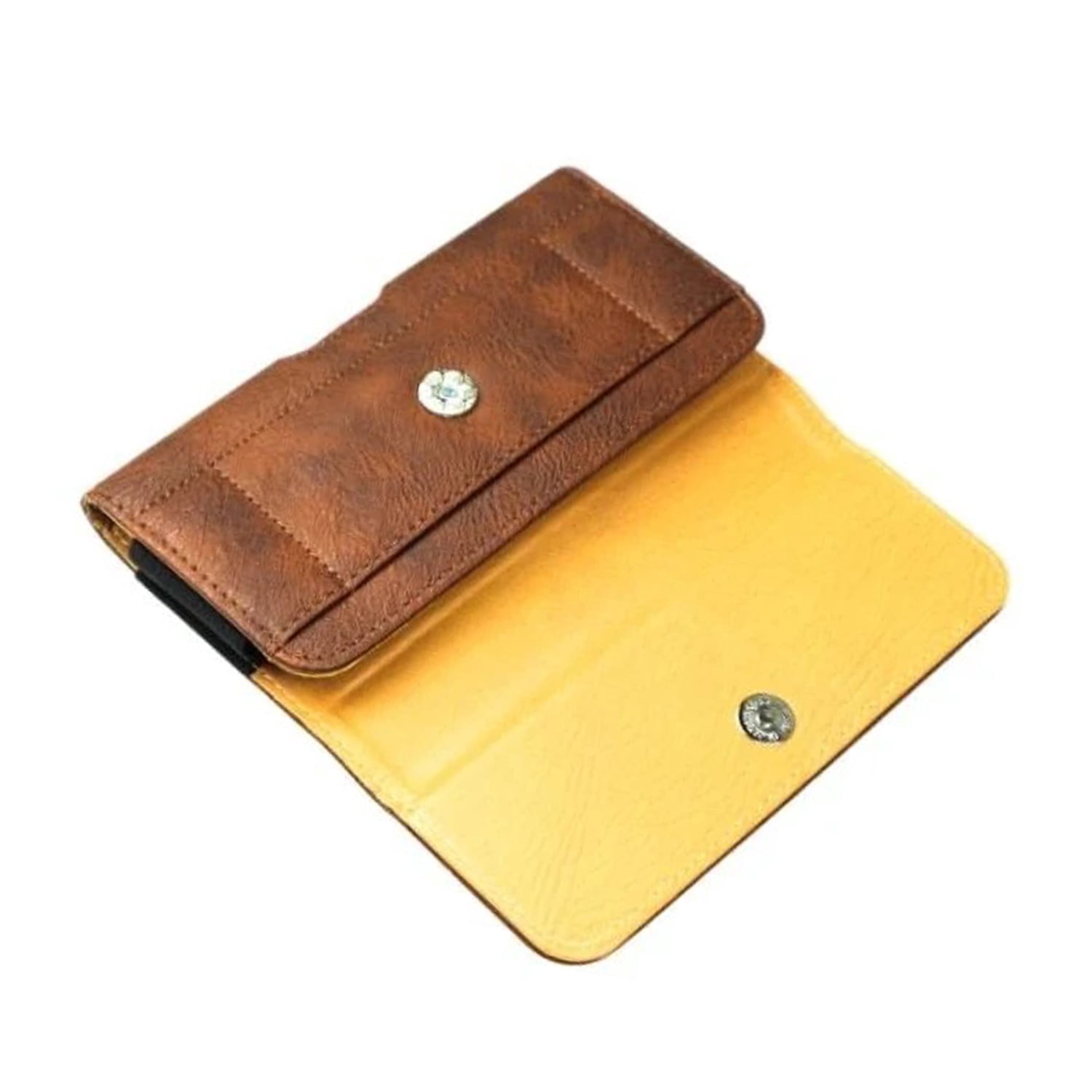 EVO 5.5" Leather Phone Sleeve with Horizontal Textured Pattern - Brown