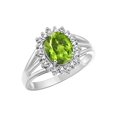 thumbnail image 6 of RYLOS Rings for Women Sterling Silver Ring Princess Diana Inspired 9X7MM Gemstone & Halo of  Diamonds August Peridot Jewelry for Women Size 5, 6 of 7