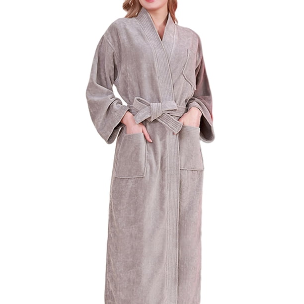 Minnieouse de noche Traje de casa Cinturón Albornoz Verano Con capucha Suavidad atractiva Ropa de dormir sexy Tallas grandes Manga larga Lavable Pijama Gris XL(175-196CM) Minnieouse AP019235-09