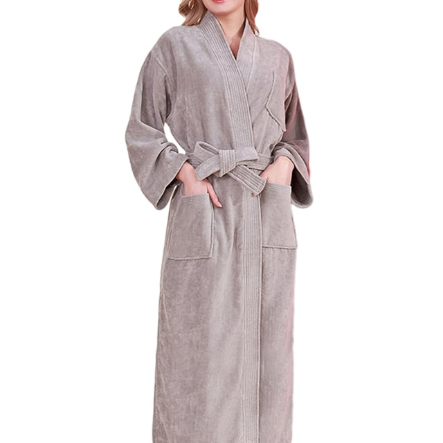 Minnieouse de noche Traje de casa Cinturón Albornoz Verano Con capucha Suavidad atractiva Ropa de dormir sexy Tallas grandes Manga larga Lavable Pijama Gris XL(175-196CM) Minnieouse AP019235-09