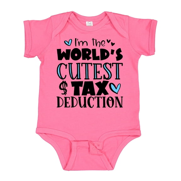 Inktastic I'm the World's Cutest Tax Deduction Blue Hearts Boys or Girls Baby Bodysuit