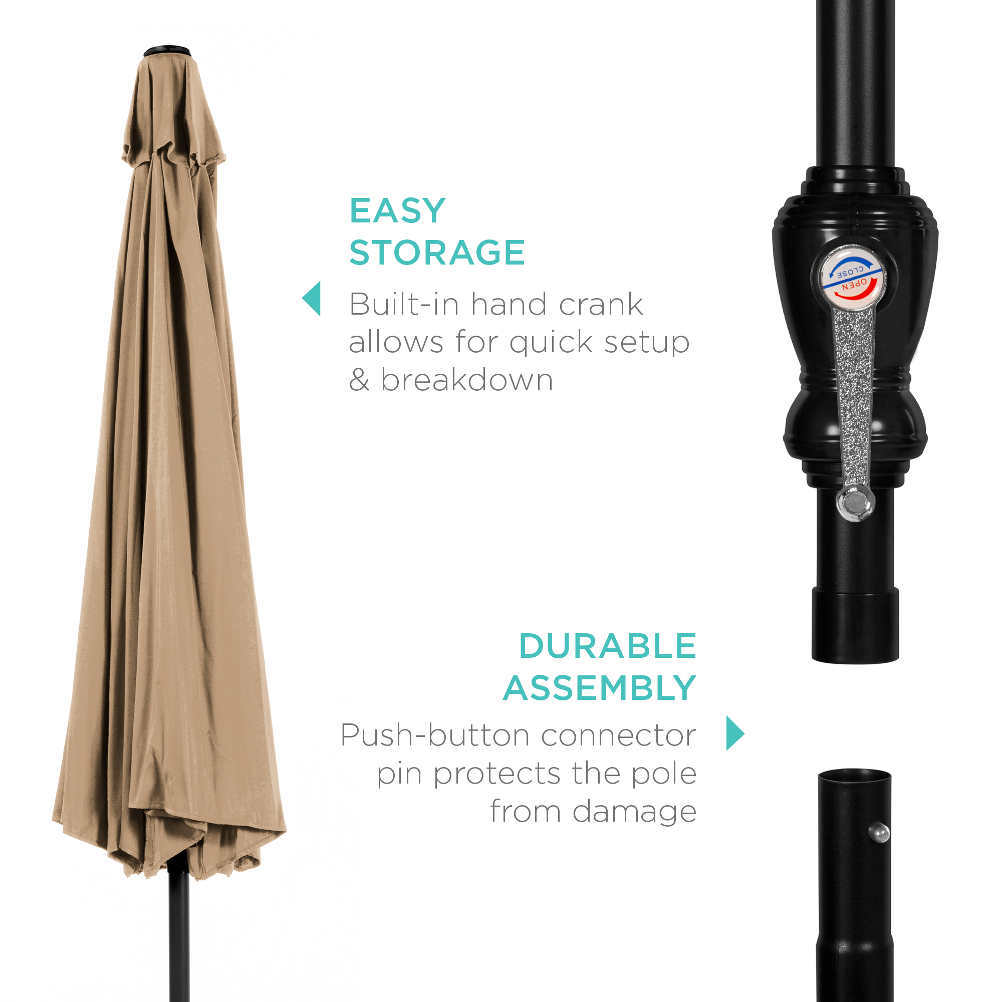 Best Choice Products 10ft Market Patio Umbrella with Crank and Tilt, Tan photo 6