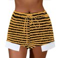thumbnail image 4 of Pantalons pour Femmes Shorts Décontractés à Rayures Texturées Taille Haute Jaune TG, 4 of 7