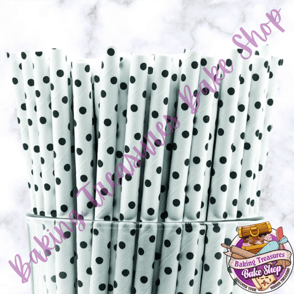 Black Polka Dot Paper Straw
