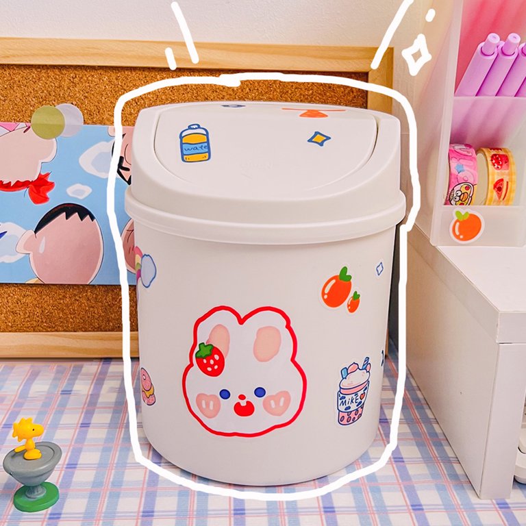 Kawaii Mini Trash Can Desktop Garbage Bin Home Office Rubbish Bin Cartoon  Cute Waste Dustbin Household Kids Room Decoration