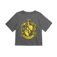 thumbnail image 2 of Harry Potter Hufflepuff Crest Women's Boxy Cropped T-Shirt Casual Graphic Tee, 2 of 6