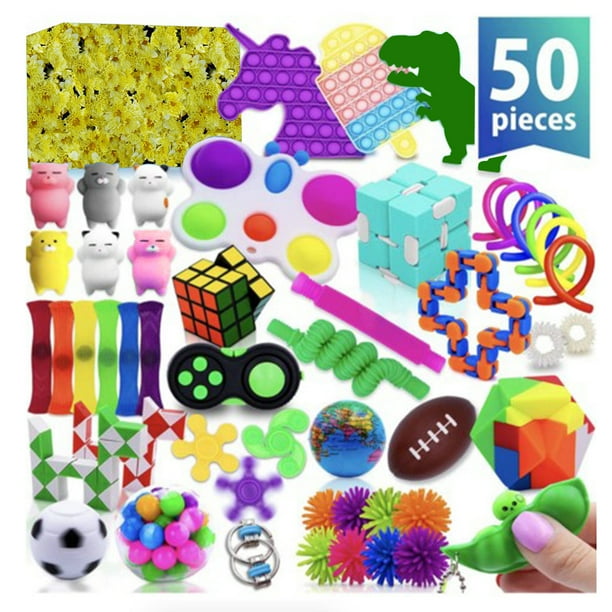 50 pieces Fidget Toys Fidgets Pop Its Pack Pop It Party Favors Popitsfidgets Popit Figit Kids Gifts Small Mini Bulk Sensory Toys Girls Autism ADHD Autistic Poppet Carnival Treasur Walmart