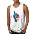 thumbnail image 2 of WREESH Summer Fitness Tops for Men Crew Neck Tank Top with Independence Day Print Shirts White, 2 of 4