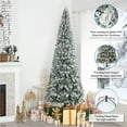 thumbnail image 6 of Salzburg 7.5ft Frosted Prelit Slim Artificial Christmas Tree with 1102 Branch Tips, 350 Warm Lights and Metal Stand, 34" wide Realistic Snow Flocked Skinny Pencil Christmas Tree by Naomi Home, 6 of 12