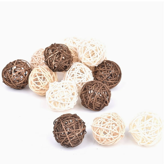 thovorrnl Decorative Balls for Bowls, Wicker Rattan Balls Bowl Fillers for Home Decor, 15pcs, 4.5cm