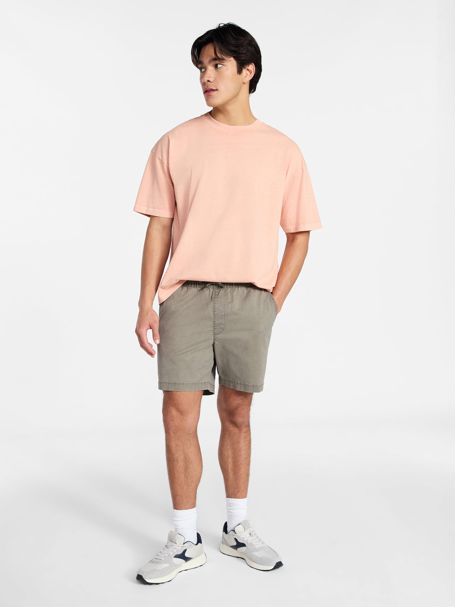 No Boundaries Men's Oversized Boxy Tee with Short Sleeves, XS-4XLT