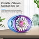 thumbnail image 4 of Ventilador de coche ajustable 360° con 3 velocidades y luces LED de colores | Ventilador silencioso con alimentación USB para coche y hogar | Ventilador multifunción con clip y 5 aspas, 4 of 9