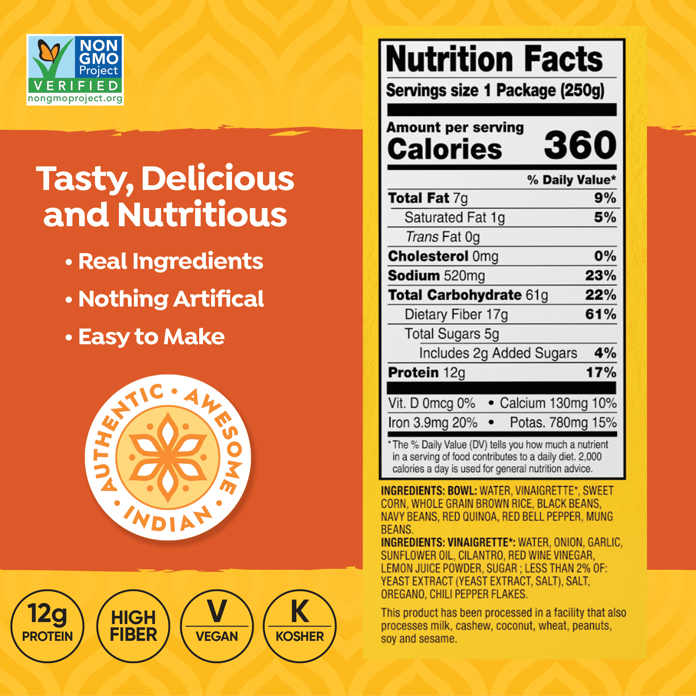 (6 pack) Tasty Bite Mexican Style Protein Bowl, Plant Based All Natural Shelf-Stable, 8.8 oz