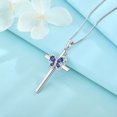 thumbnail image 5 of FJ Butterfly Cross Necklace 925 Sterling Silver Tanzanite Pendant December Birthstone Necklace Religious Crucifix Jewelry Gifts for Women, 5 of 6