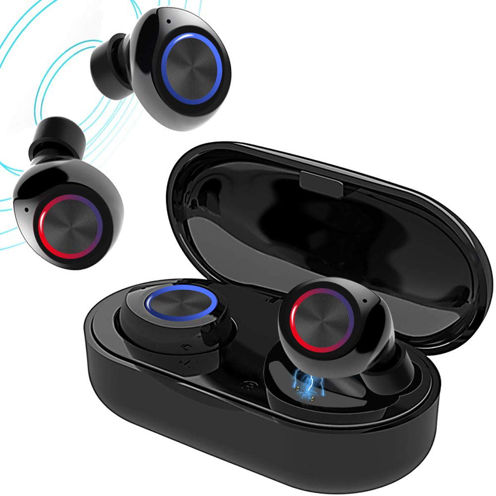 True Wireless Earbuds V5.0 Bluetooth Earbuds Waterpoof LED Sports in-Ear Wireless Headphones,HD ...