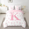 thumbnail image 2 of Castle Fairy Bowknot Alphabet K 7-Piece Bedding Comforter Set for Teens,Dreamy Princess King Bedding Sets,Kawaii Bow Ultra Soft Bed Sheets,Breathable Home Decor, 2 of 8